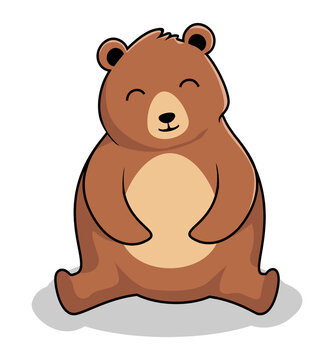 Bear Cartoon Cute Honey Bear Sitting