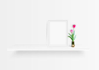picture frame and white shelf