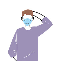 man in protective medical face mask, man wearing protection from coronavirus