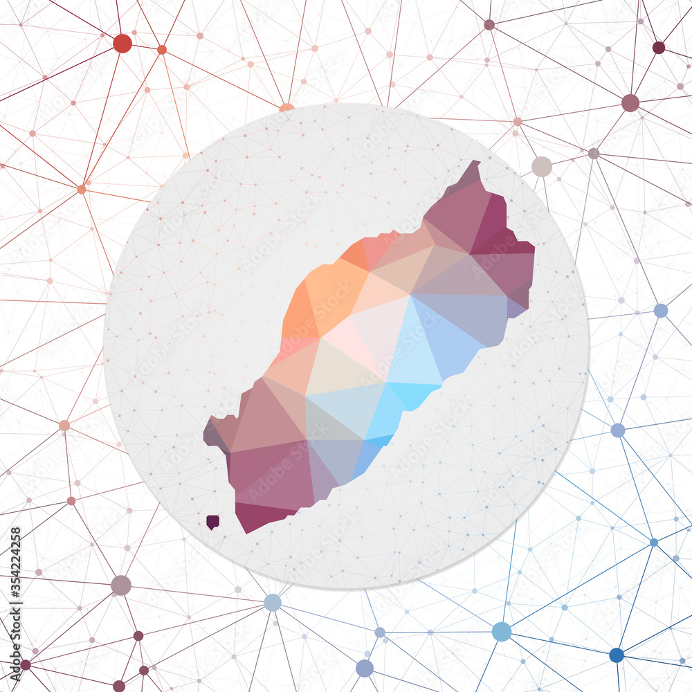 Poster abstract vector map of itsukushima. technology in the island geometric style poster. polygonal itsuk