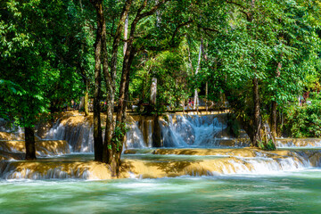 Naklejka premium Tad Sae Waterfall in Luang Prabang, Laos