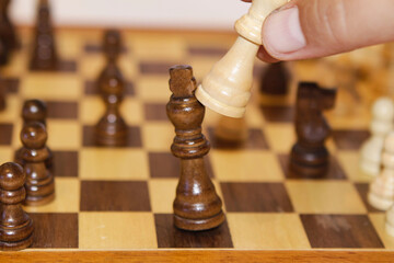 Chess move on a chessboard.