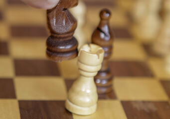 Chess move on a chessboard.