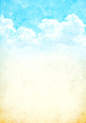 Grunge background with paper texture and clouds