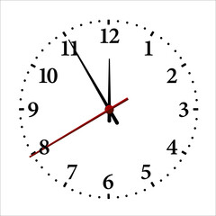 Round clock isolated on white background. Minimal concept. Flat lay. Vector illusration