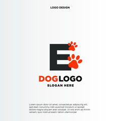 Simple, Clean and Funny logo design paws combine with letter E