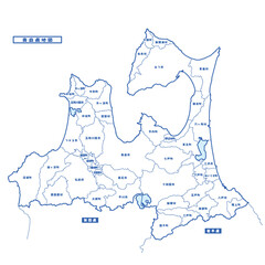 青森県地図 シンプル白地図 市区町村