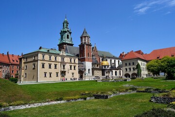 Wawel Cathedral with the dominant of Sigismund's Tower, the cathedral is dedicated to St. Stanislaus, bishop and martyr of the 11th century