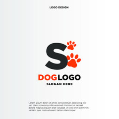 Simple, Clean and Funny logo design paws combine with letter S