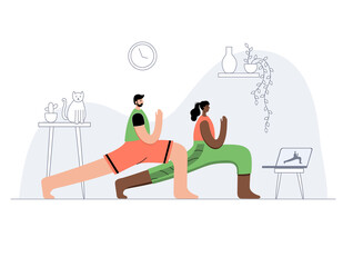 Yoga flat vector illustration. Healthy lifestyle