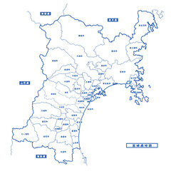 宮城県地図 シンプル白地図 市区町村