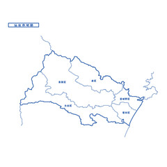 仙台市地図 シンプル白地図 市区町村