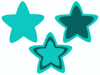 Creative composition with blue stars. Set of multi-colored stars on a white background. Close-up.