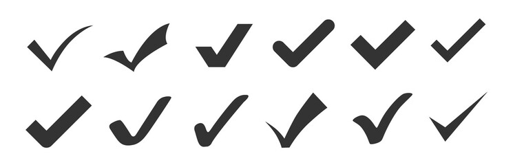 Check mark icons set isolated on white. Clip-art  illustration eps10 © Ophelia
