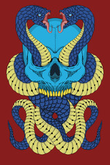 Naklejka premium illustration of a snakes skull