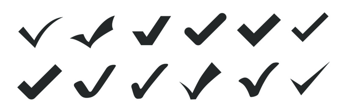 Check mark icons set isolated on white. Vector illustration eps10