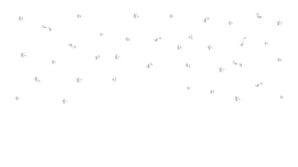 silver foil confetti floating on white background and copy space, confetti ribbon silver flying for decoration party backdrop, silver confetti falling from top isolated on white, confetti for surprise