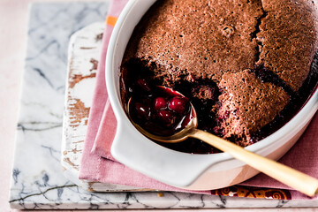 Chocolate Cherry Sponge Pudding