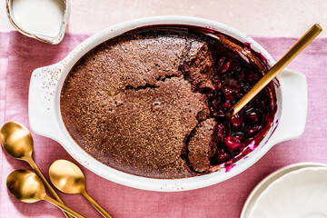 Chocolate Cherry Sponge Pudding