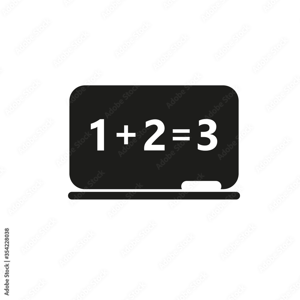 Aufkleber simple icon of blackboard with formula and chalk. arithmetic, mathematics, sum. school concept. can 