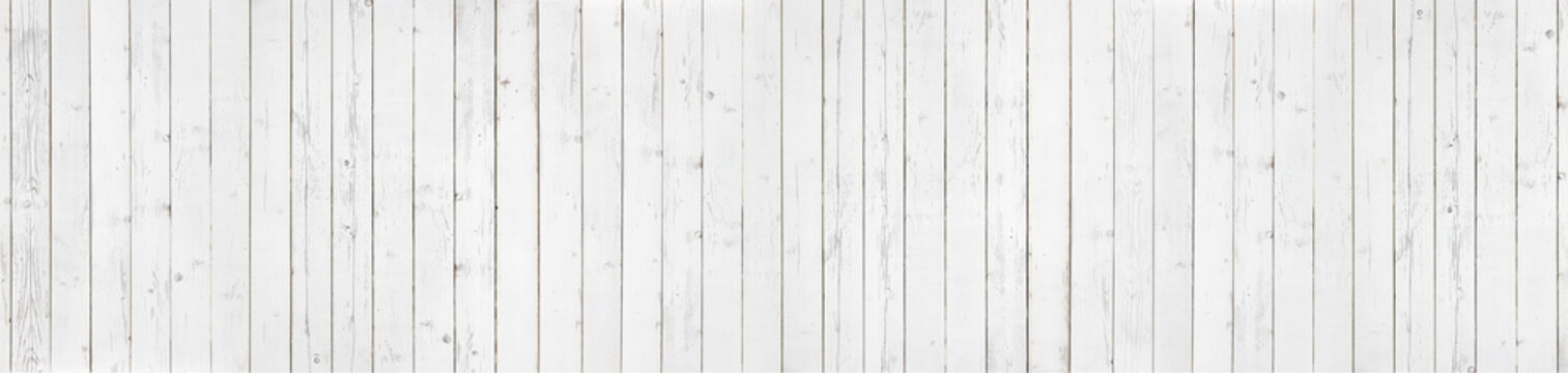 White Wood Texture Background Panorama. Top View Surface Of The Table.
