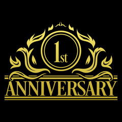 Luxury 1st anniversary Logo illustration vector