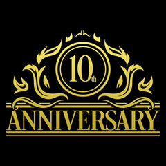 Luxury 10th anniversary Logo illustration vector