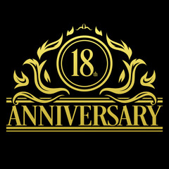 Luxury 18th anniversary Logo illustration vector