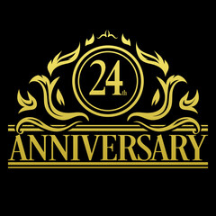 Luxury 24th anniversary Logo illustration vector