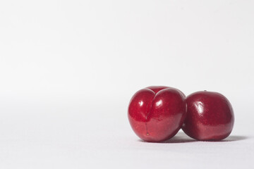 cherries on white background