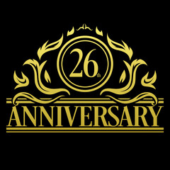 Luxury 26th anniversary Logo illustration vector