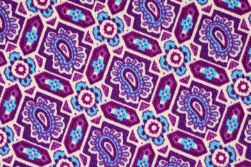 Tight stretch cotton with a bright summer print, photographed close-up.