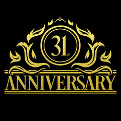 Luxury 31st anniversary Logo illustration vector