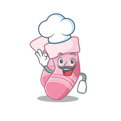Talented baby socks chef cartoon drawing wearing chef hat