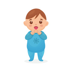 Cute baby boy drawing. Simple cartoon vector illustration. Vector illustration