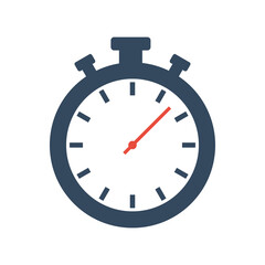 gray and red stopwatch icon, flat vector pictogram