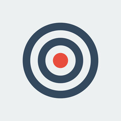 gray and red target icon, flat vector business pictogram