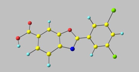 Tafamidis molecular structure isolated on grey