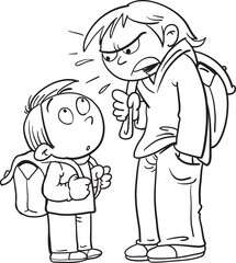 Angry Little Children Argue In Conflict.