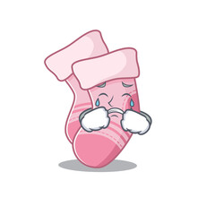 Caricature design of baby socks having a sad face