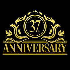 Luxury 37th anniversary Logo illustration vector