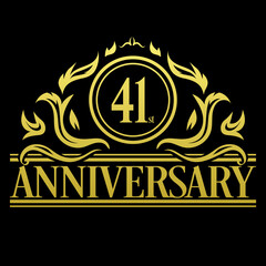 Luxury 41st anniversary Logo illustration vector