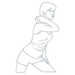 woman stretching her body outline sport vector illustration
