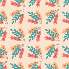 Seamless vector pattern with abstract leaves. Leaf texture, endless background. For wallpaper, pattern fills web banners