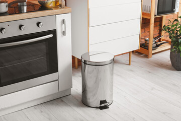 Clean trash bin in modern kitchen