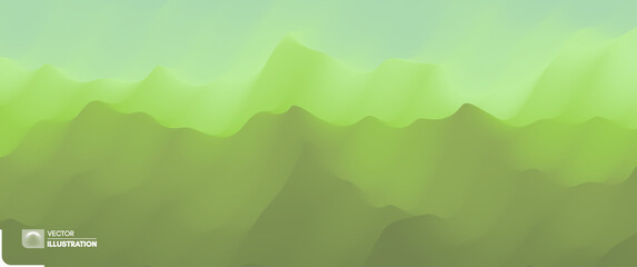 Landscape with green mountains. Mountainous terrain. Abstract nature background. Vector illustration.