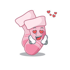 Romantic baby socks cartoon character has a falling in love eyes