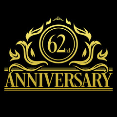 Luxury 62nd anniversary Logo illustration vector
