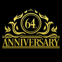 Luxury 64th anniversary Logo illustration vector