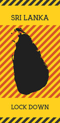 Sri Lanka Lock Down Sign. Yellow country pandemic danger icon. Vector illustration.